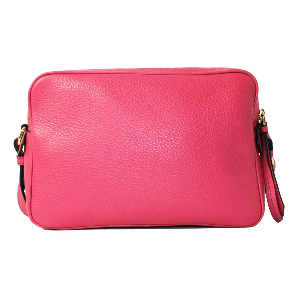New Peonia Pink Vitello Phenix Leather Double Zip Crossbody 1BH079