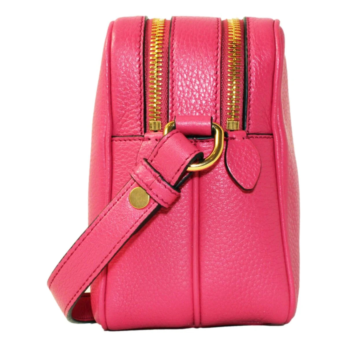 New Peonia Pink Vitello Phenix Leather Double Zip Crossbody 1BH079
