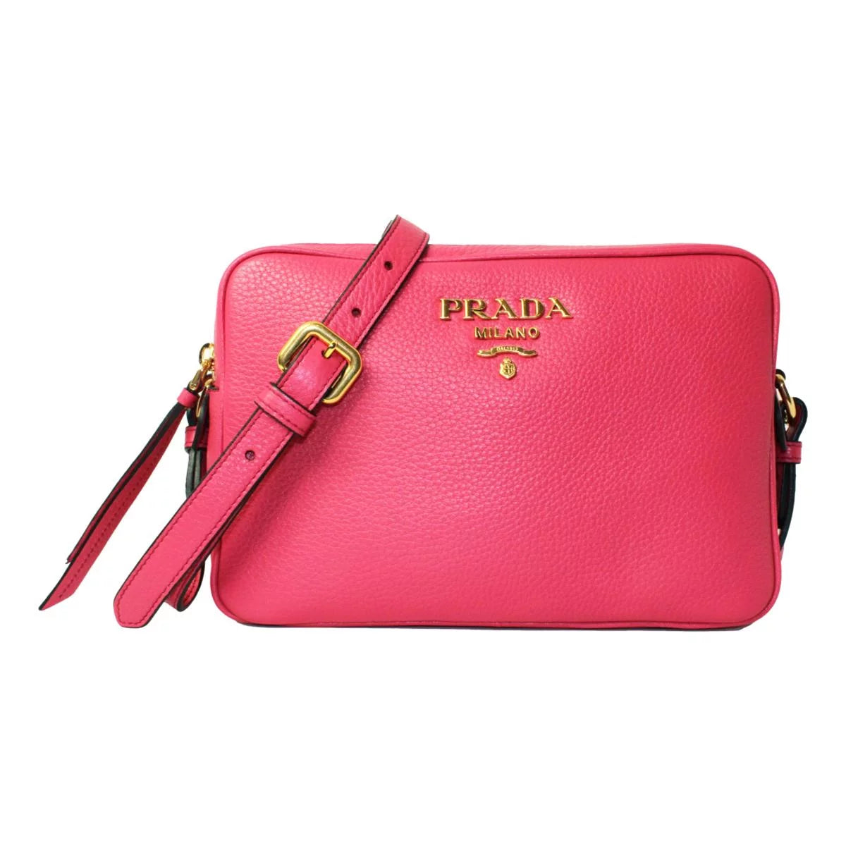 New Peonia Pink Vitello Phenix Leather Double Zip Crossbody 1BH079