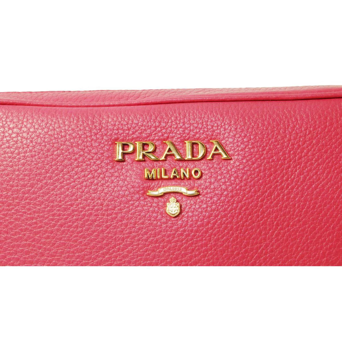 New Peonia Pink Vitello Phenix Leather Double Zip Crossbody 1BH079