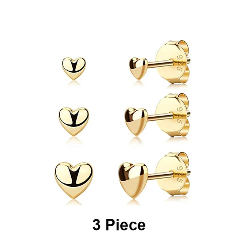 3PC 925 Sterling Silver Star Triangle Stud Earrings Women Glossy Geometric Diamond Earrings Korean Gold Jewelry Wholesale