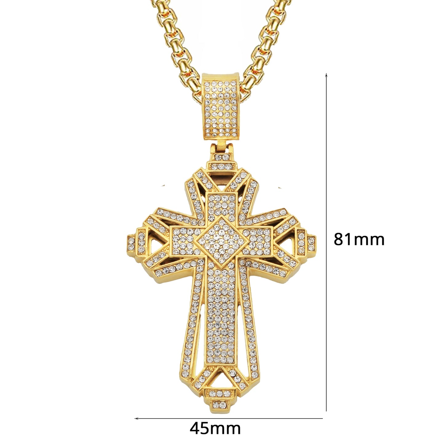 2019 Newest Iced Out Stainless Steel Big Cross Pendant Necklace for Men Gold Color Christian Cruzar Necklace Religious Jewelry