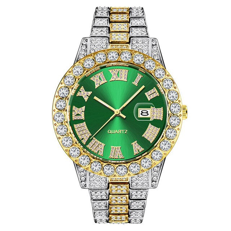 Hop Full Iced Out Mens Watches Modern Quartz Wrist Watches with Micropaved Cubic Zircon Watch for Women Men Jewelry