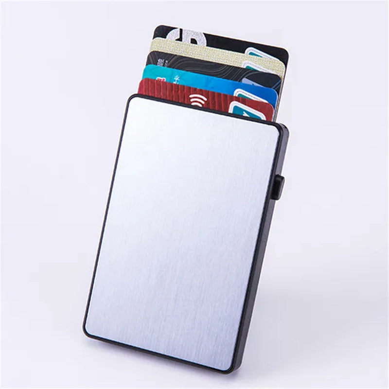 BISI GORO Anti-Theft Smart Wallet Aluminum Single Box Slim RFID Fashion Clutch Pop-Up Push Button Card Holder New Name Card Case