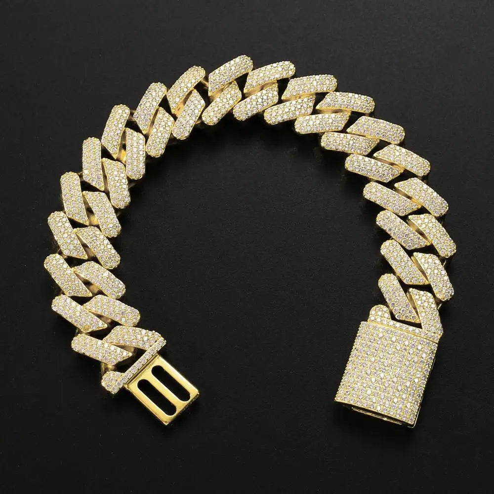 20MM Iced Out Chains Bracelet for Men Luxury Miami Micro Pave Zircon Bracelets Fashion Hip Hop Rock Jewelry