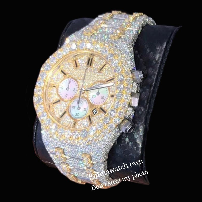 Ap 11 2023 Watch Vvs Moissanite Styles Iced Out Best Quality Eta Luxury Watches Rose Gold Silver 2 Tone Pass Test Automatic Iced Out Watch with Box Emmawatch