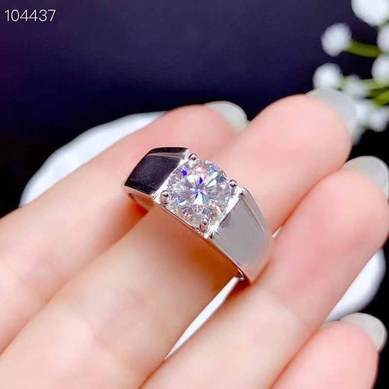 Exquisite Sparkling Moissanite Ring for Men 925 Sterling Silver Birthday Gift Shiny Better than Diamond Strong Power Wedding