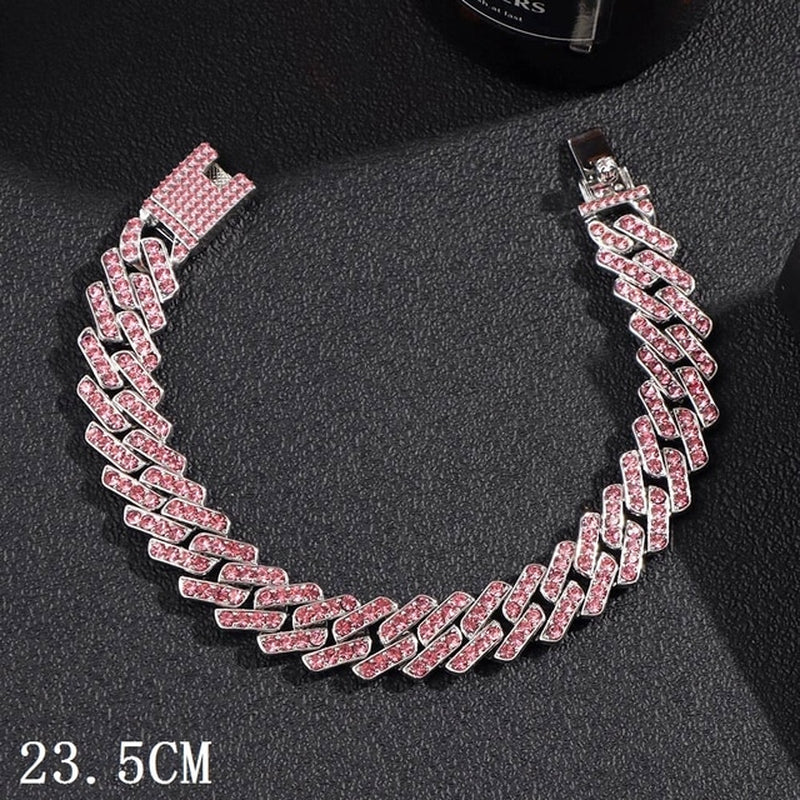 Hip Hop Iced Out Chunky Cuban Chain Anklets for Women Luxury Rhinestone Link Ankle Bracelet Beach Barefoot Jewelry