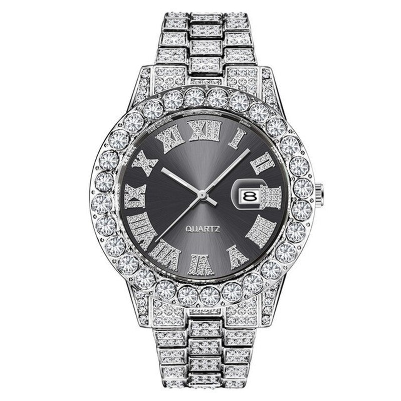 Hop Full Iced Out Mens Watches Modern Quartz Wrist Watches with Micropaved Cubic Zircon Watch for Women Men Jewelry