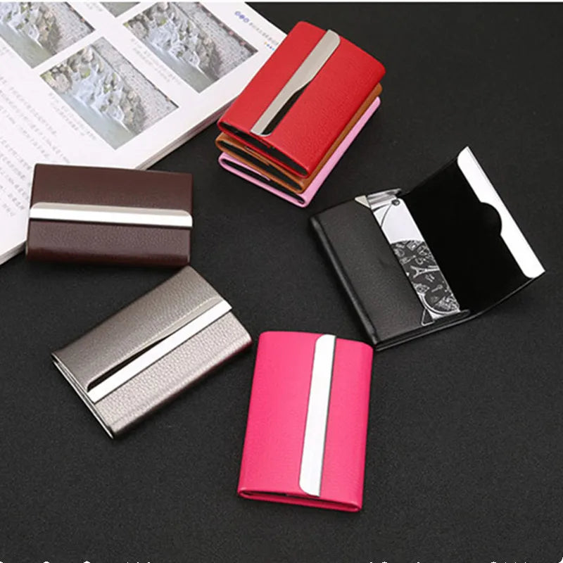 Bisi Goro 2022 New PU Leather Men’S Wallet Bussiness ID Card Holder Case Bank Cards Box Mini Money Bag Simple Wallets for Women