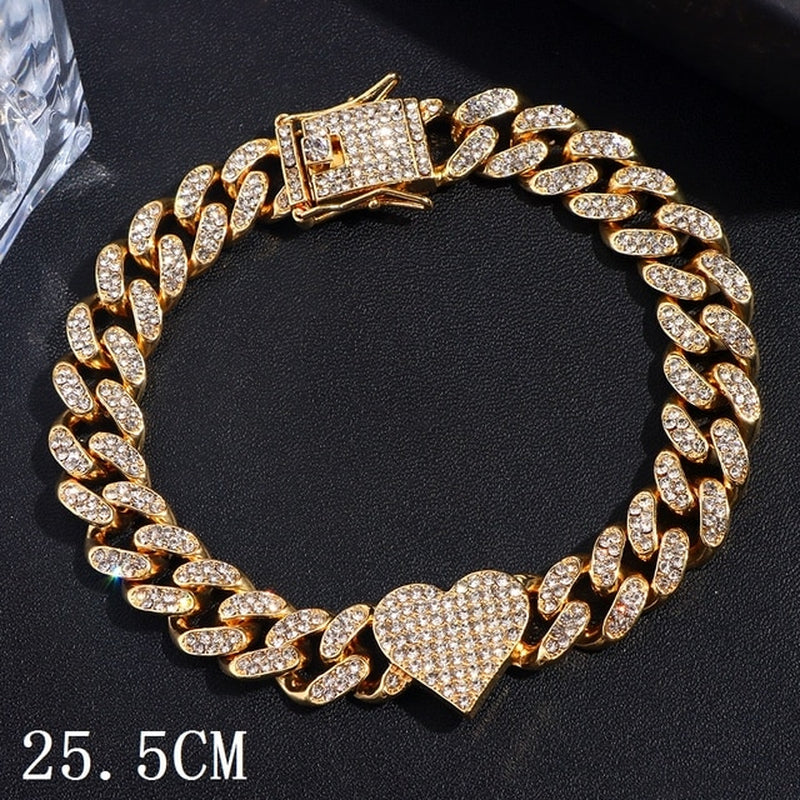 Hip Hop Iced Out Chunky Cuban Chain Anklets for Women Luxury Rhinestone Link Ankle Bracelet Beach Barefoot Jewelry