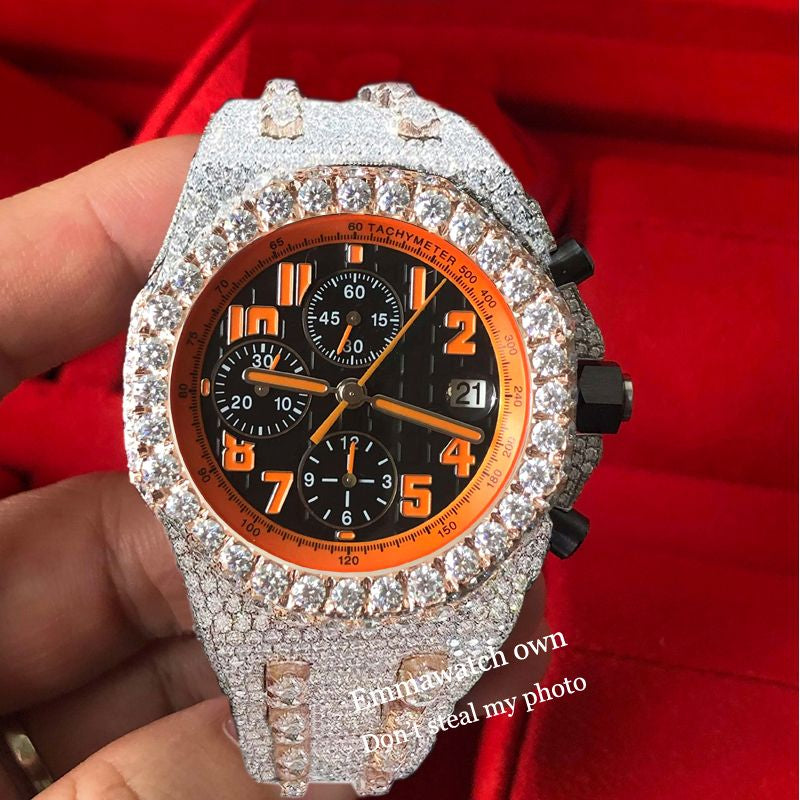 Ap 11 2023 Watch Vvs Moissanite Styles Iced Out Best Quality Eta Luxury Watches Rose Gold Silver 2 Tone Pass Test Automatic Iced Out Watch with Box Emmawatch