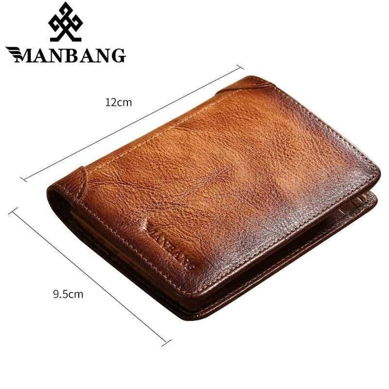 Men'S Wallets RFID Genuine Leather Trifold Wallets for Men with ID Window and Credit Card Holder