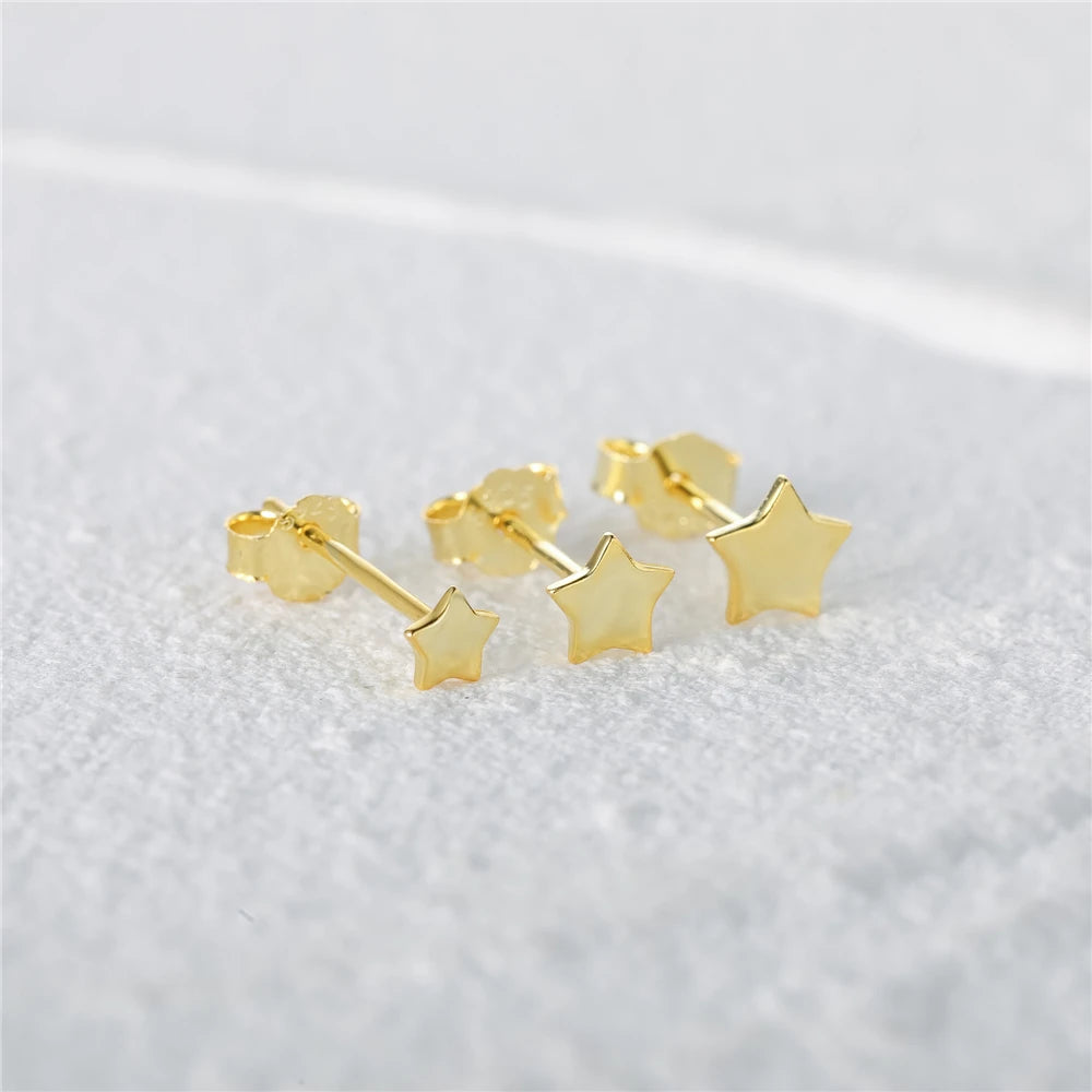 3PC 925 Sterling Silver Star Triangle Stud Earrings Women Glossy Geometric Diamond Earrings Korean Gold Jewelry Wholesale