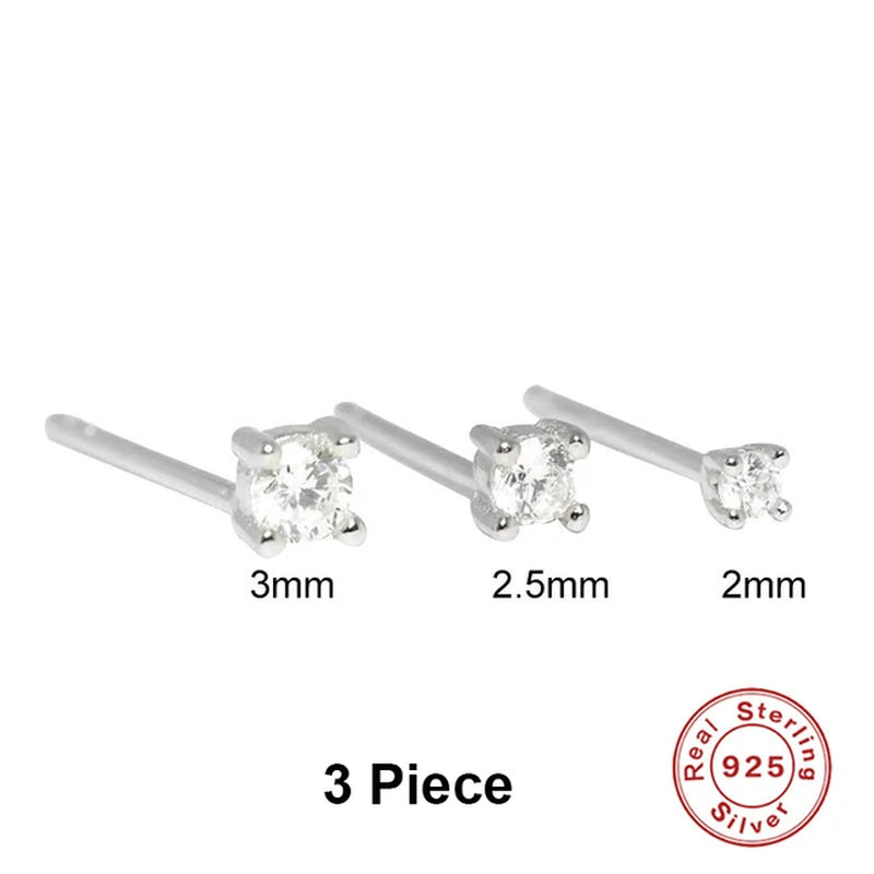 3PC 925 Sterling Silver Star Triangle Stud Earrings Women Glossy Geometric Diamond Earrings Korean Gold Jewelry Wholesale