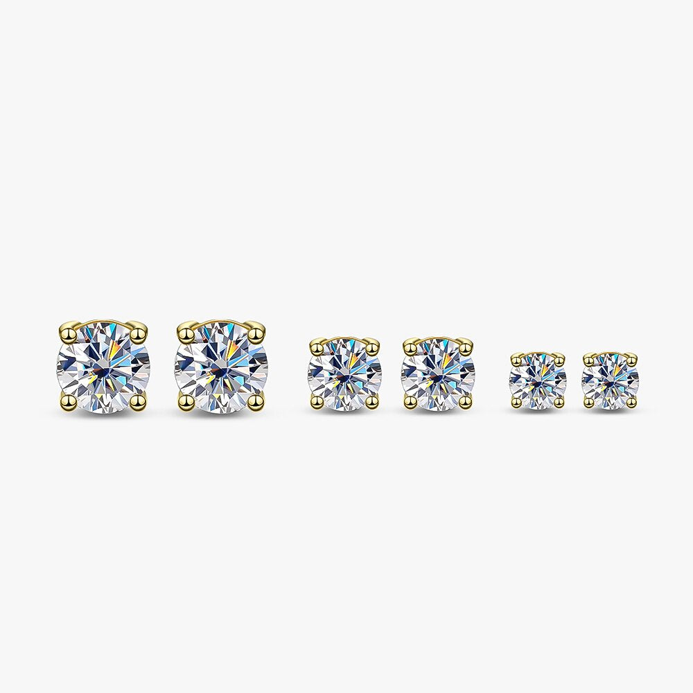 OEVAS Real 0.5/1/2 Carat D VVS1 Moissanite Stud  18K Gold Plated 100% 925 Sterling Silver Fine Jewelry Gifts