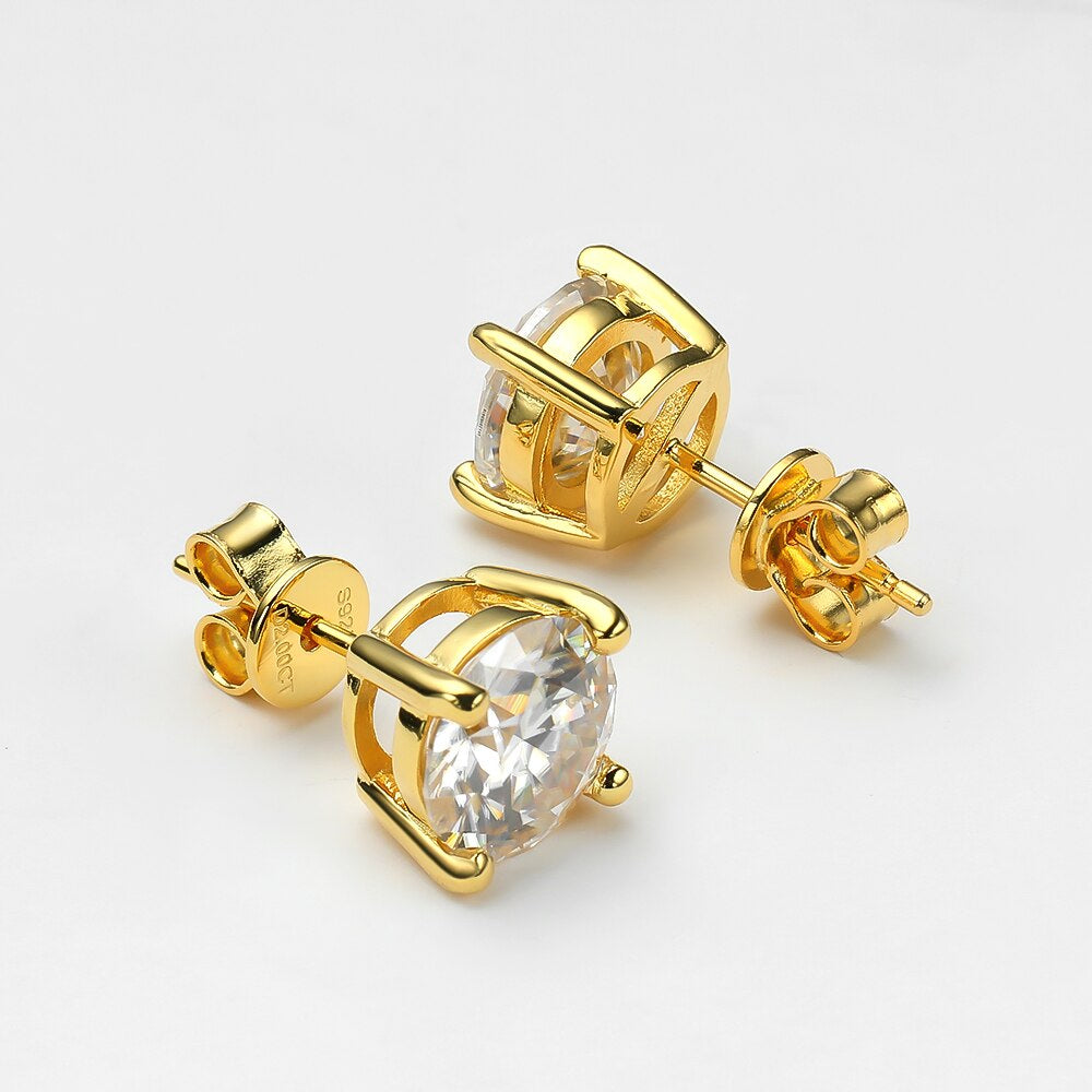 OEVAS Real 0.5/1/2 Carat D VVS1 Moissanite Stud  18K Gold Plated 100% 925 Sterling Silver Fine Jewelry Gifts