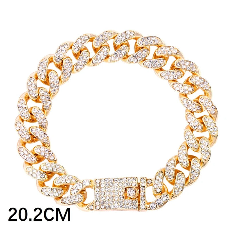 Luxury Full Rhinestone Big Tennis Chain Bracelets for Women Men Fashion Bling Iced Out Square Crystal Bracelet on Hand Jewelry