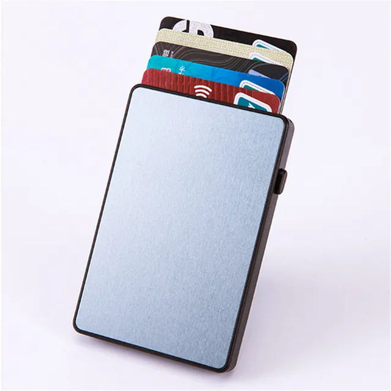 BISI GORO Anti-Theft Smart Wallet Aluminum Single Box Slim RFID Fashion Clutch Pop-Up Push Button Card Holder New Name Card Case