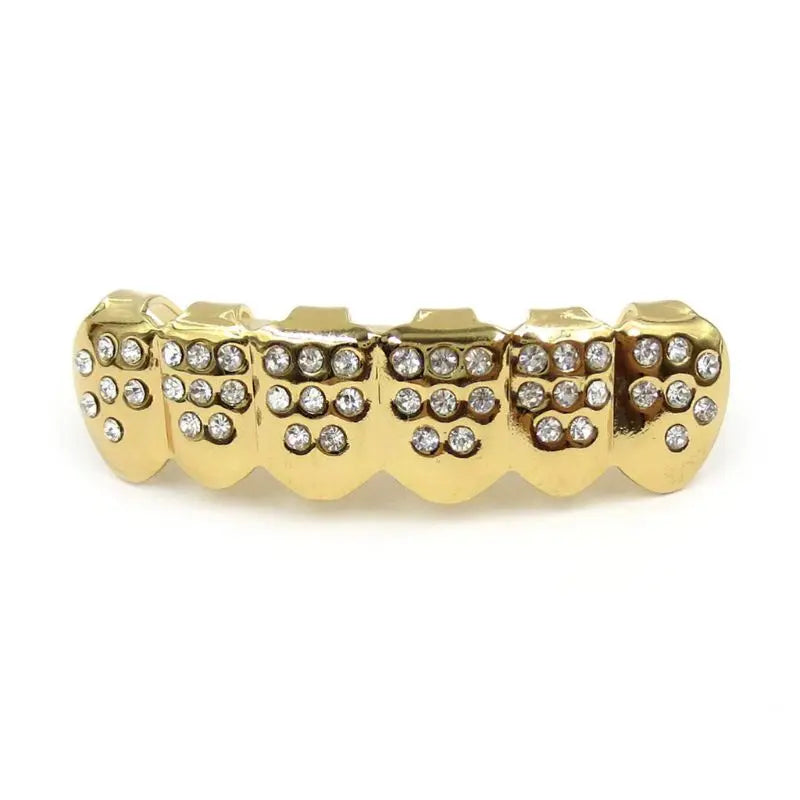 New Fshion Hip Hop Gold Silver Colour Iced Out CZ Teeth Grillz Top Bottom Men Women Jewelry