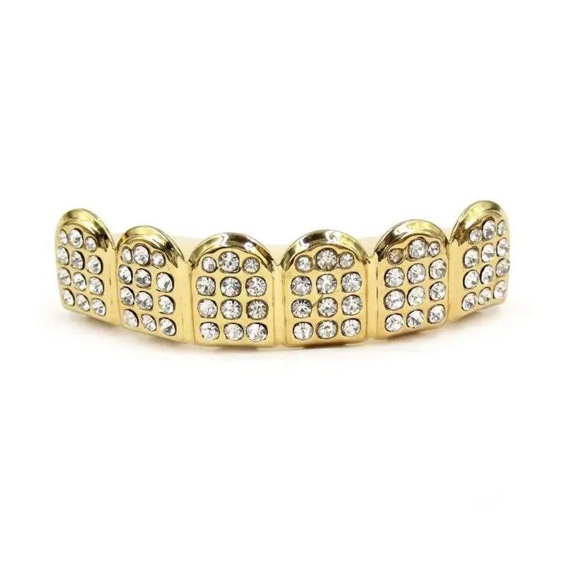 New Fshion Hip Hop Gold Silver Colour Iced Out CZ Teeth Grillz Top Bottom Men Women Jewelry