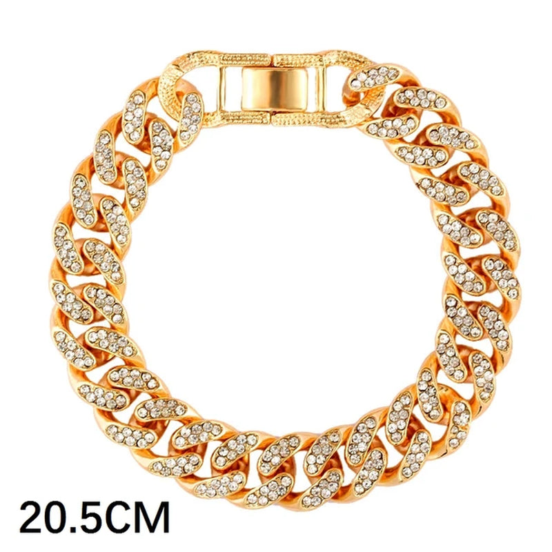 Luxury Full Rhinestone Big Tennis Chain Bracelets for Women Men Fashion Bling Iced Out Square Crystal Bracelet on Hand Jewelry