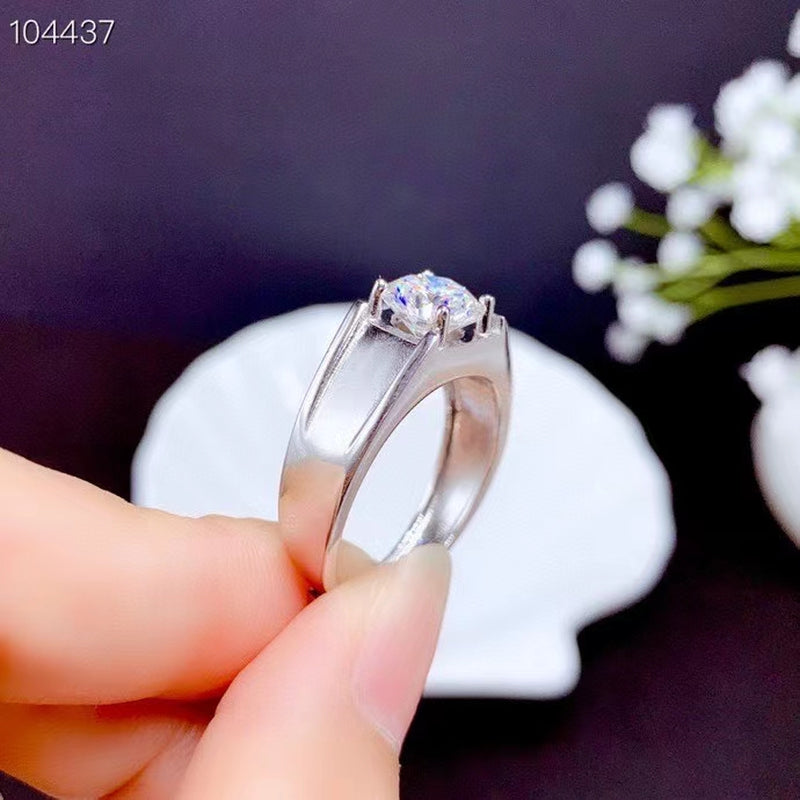 Exquisite Sparkling Moissanite Ring for Men 925 Sterling Silver Birthday Gift Shiny Better than Diamond Strong Power Wedding