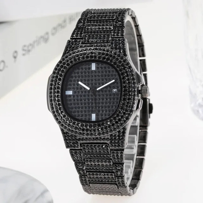 Brand Iced Out Diamond Watch Quartz Gold HIP HOP Watches with Micropave CZ Stainless Steel Watch Clock Relogio