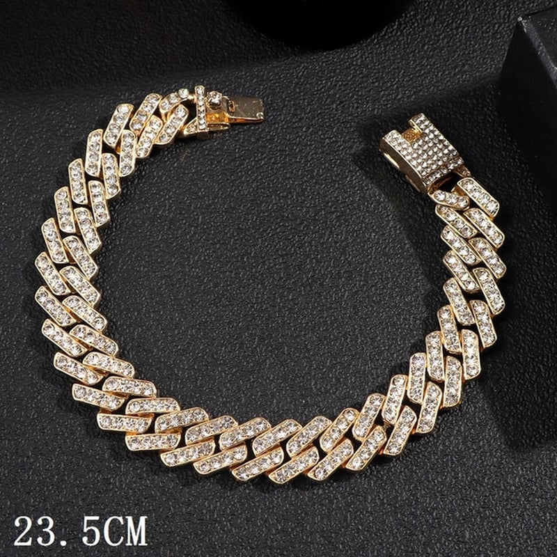 Hip Hop Iced Out Chunky Cuban Chain Anklets for Women Luxury Rhinestone Link Ankle Bracelet Beach Barefoot Jewelry