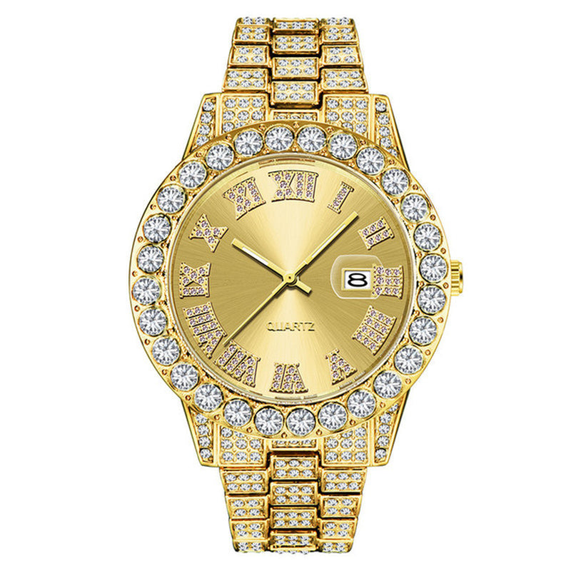 Hop Full Iced Out Mens Watches Modern Quartz Wrist Watches with Micropaved Cubic Zircon Watch for Women Men Jewelry