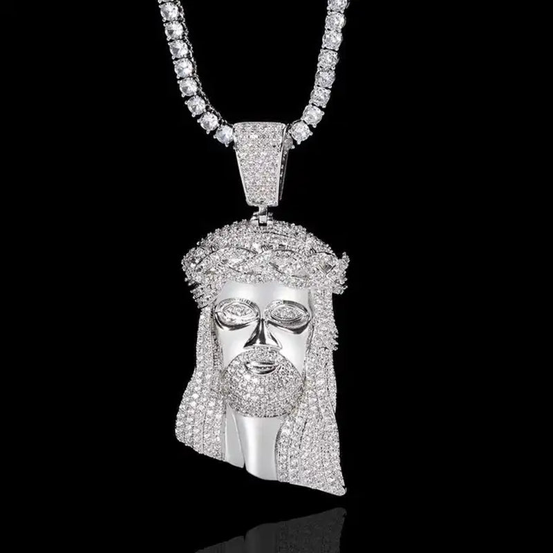 Dropshipping Necklaces Chain for Women Mens Full Iced Out Zircon Custom Big Jesus Pendant with Cuban Chain Hip Hop Jewelry