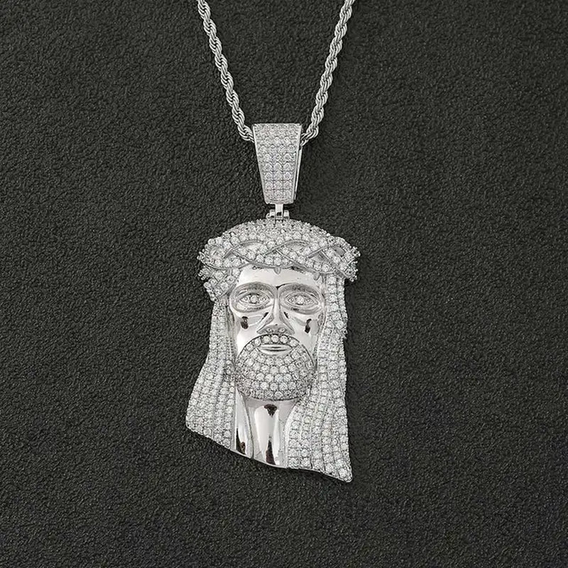 Dropshipping Necklaces Chain for Women Mens Full Iced Out Zircon Custom Big Jesus Pendant with Cuban Chain Hip Hop Jewelry