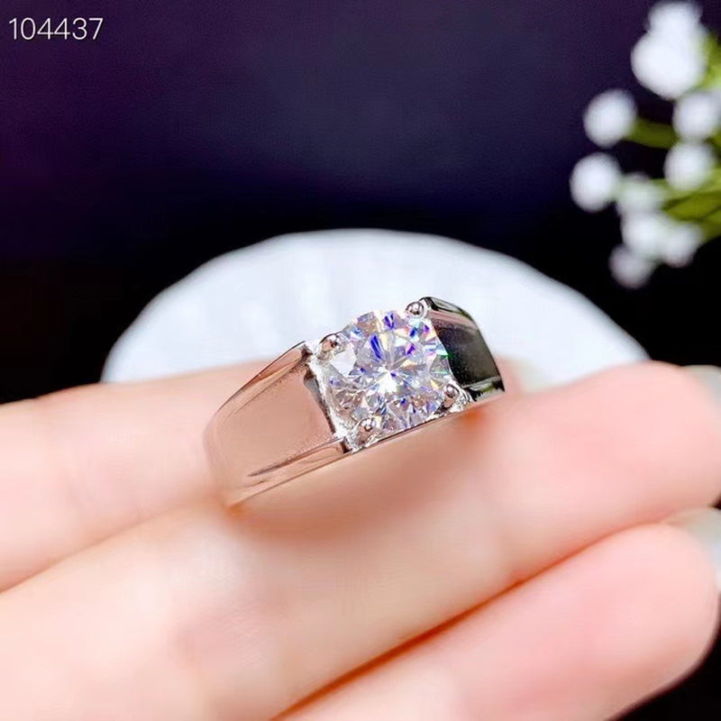 Exquisite Sparkling Moissanite Ring for Men 925 Sterling Silver Birthday Gift Shiny Better than Diamond Strong Power Wedding