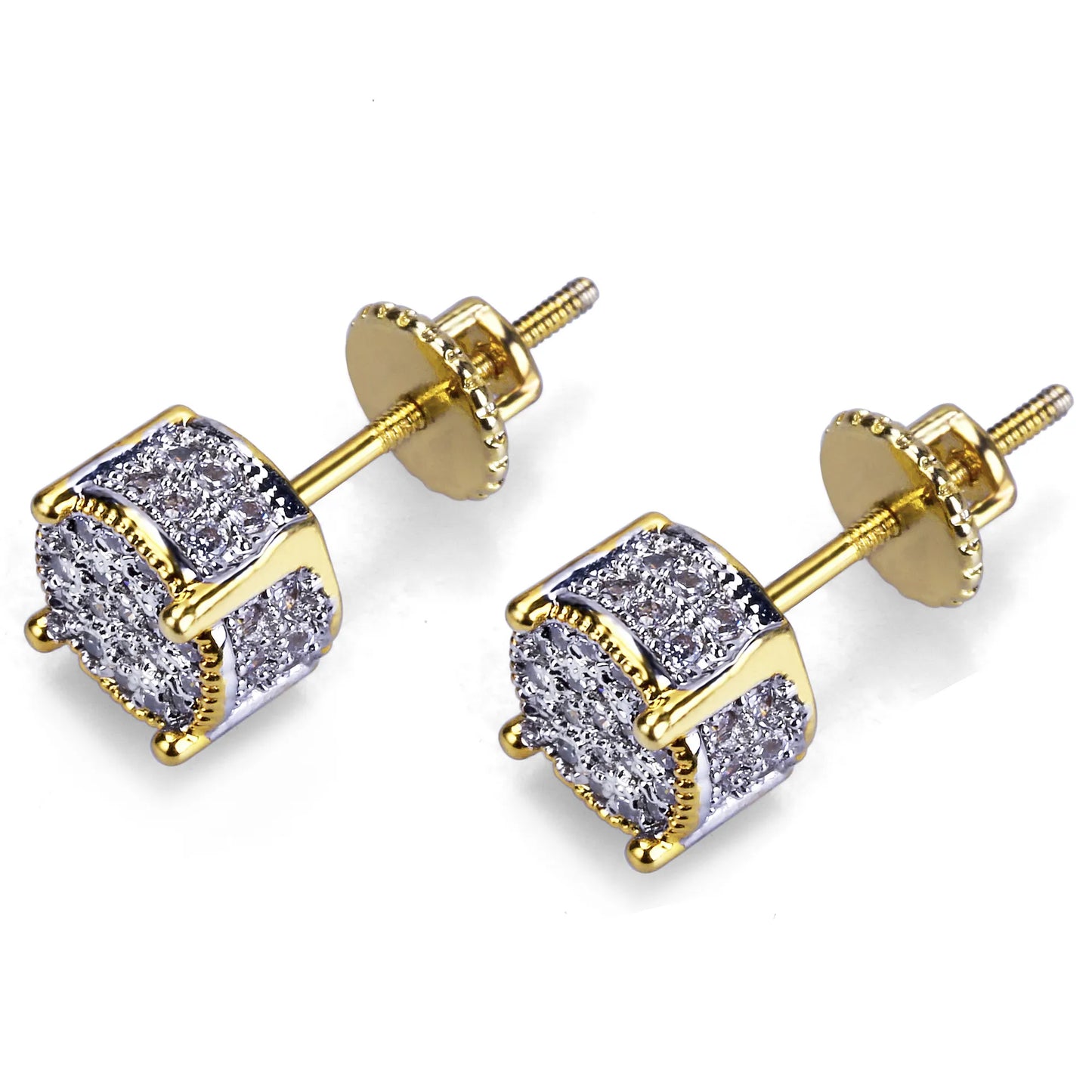 New 18K Gold Hiphop CZ Zircon round Stud Earrings 0.7Cm for Men Women and Girls Gifts Diamond Earrings Studs Hip Hop Rock Punk Rapper Jewelry Gifts Accessories