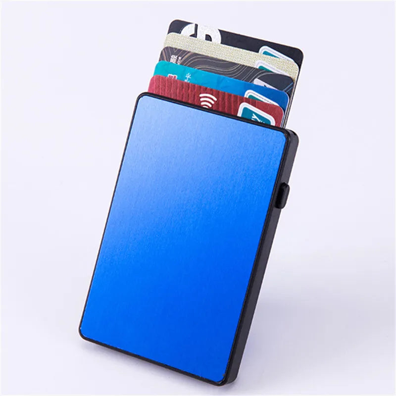 BISI GORO Anti-Theft Smart Wallet Aluminum Single Box Slim RFID Fashion Clutch Pop-Up Push Button Card Holder New Name Card Case