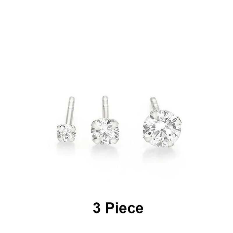 3PC 925 Sterling Silver Star Triangle Stud Earrings Women Glossy Geometric Diamond Earrings Korean Gold Jewelry Wholesale