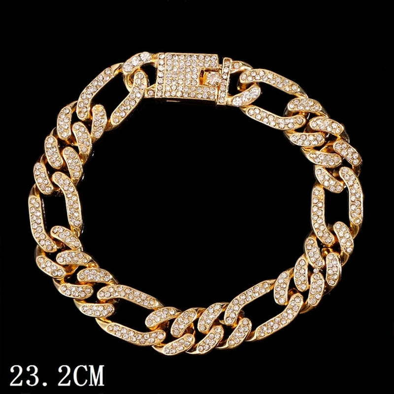 Hip Hop Iced Out Chunky Cuban Chain Anklets for Women Luxury Rhinestone Link Ankle Bracelet Beach Barefoot Jewelry