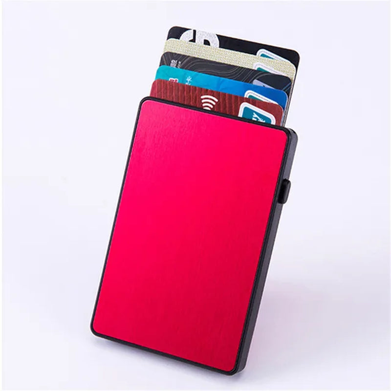 BISI GORO Anti-Theft Smart Wallet Aluminum Single Box Slim RFID Fashion Clutch Pop-Up Push Button Card Holder New Name Card Case