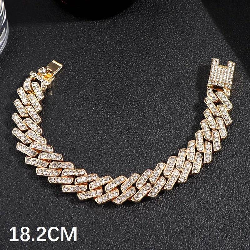 Luxury Full Rhinestone Big Tennis Chain Bracelets for Women Men Fashion Bling Iced Out Square Crystal Bracelet on Hand Jewelry