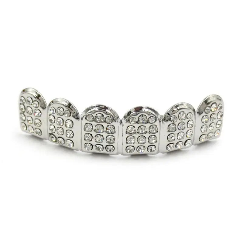 New Fshion Hip Hop Gold Silver Colour Iced Out CZ Teeth Grillz Top Bottom Men Women Jewelry