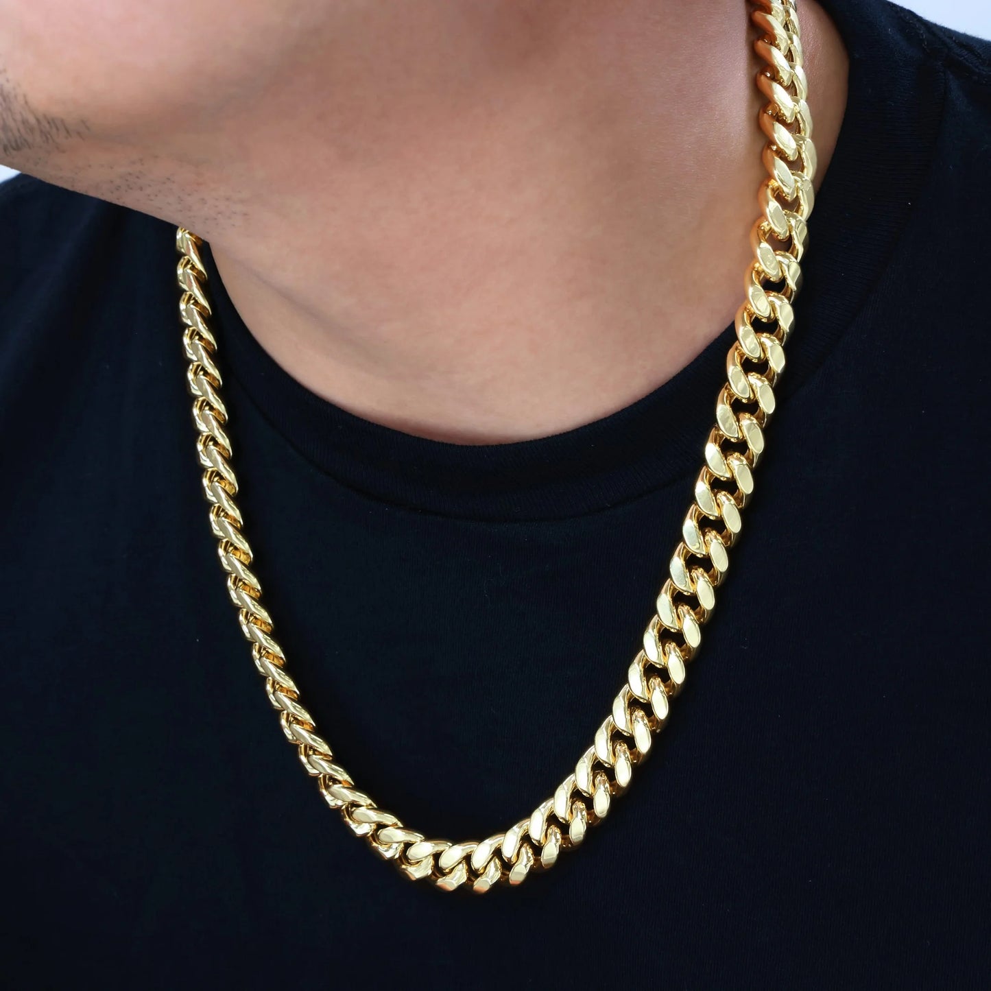 10K Yellow Gold 13Mm Thick Miami Cuban Link Chain Necklace, Mens Jewelry Box Clasp 20" - 30"