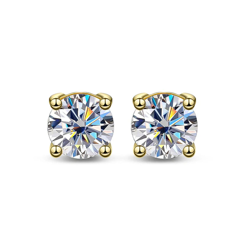 OEVAS Real 0.5/1/2 Carat D VVS1 Moissanite Stud  18K Gold Plated 100% 925 Sterling Silver Fine Jewelry Gifts