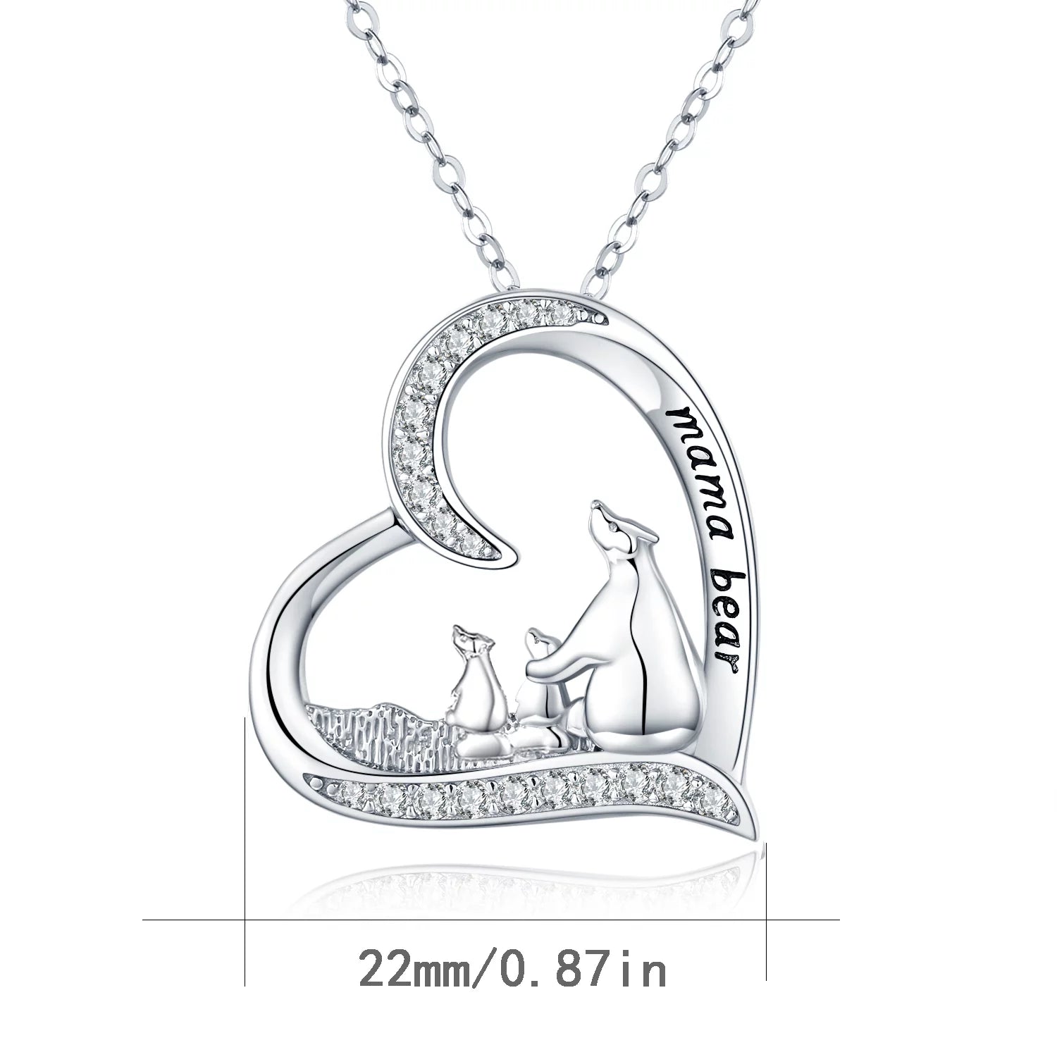 Bear Necklace for Women Girl 925 Sterling Silver Cute Animal Necklace Mom Necklace Mama Bear Pendant Necklace Mother Jewelry for Mother'S Day