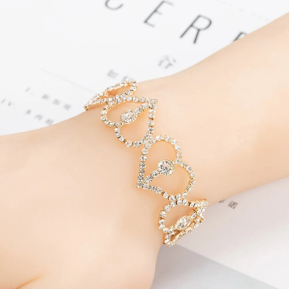 Bracelet Gold Color Iced Out Rhinestones Chain Bling Crystal Bracelet Women Drop Shipping B223