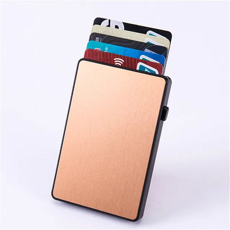 BISI GORO Anti-Theft Smart Wallet Aluminum Single Box Slim RFID Fashion Clutch Pop-Up Push Button Card Holder New Name Card Case