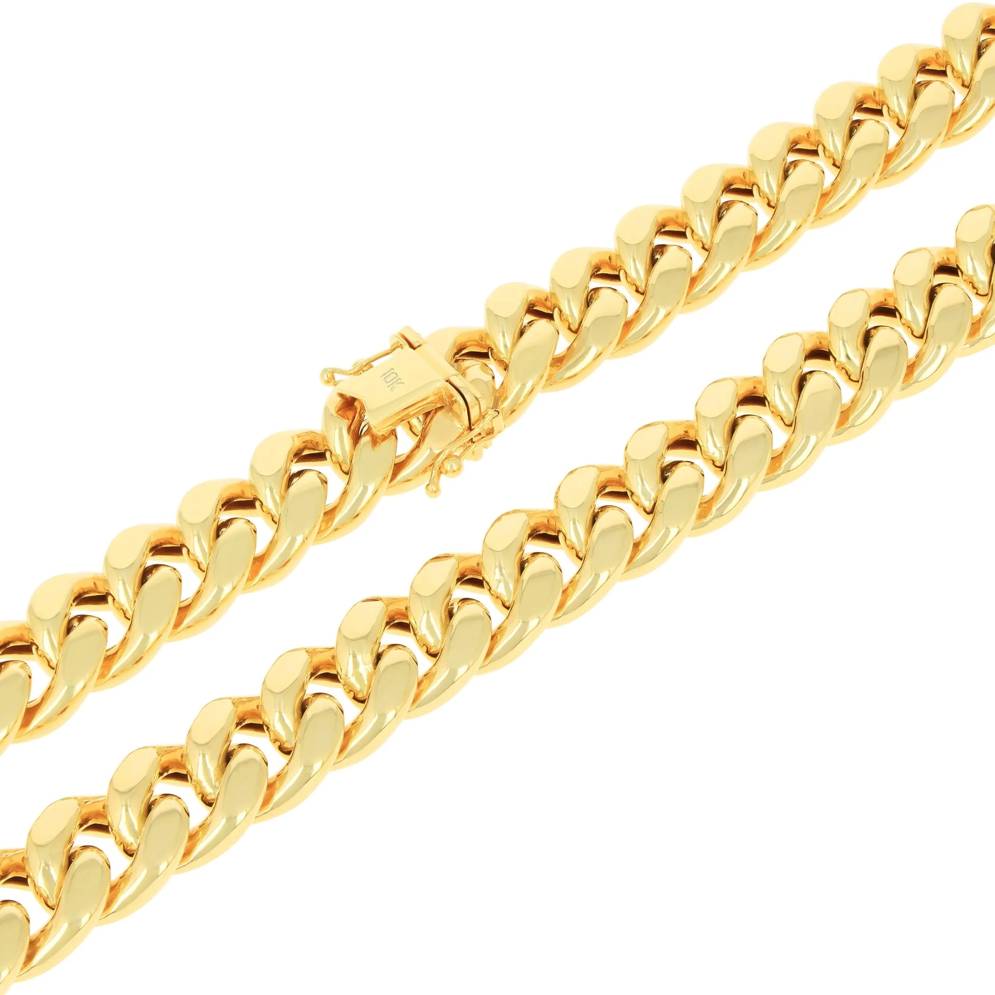 10K Yellow Gold 13Mm Thick Miami Cuban Link Chain Necklace, Mens Jewelry Box Clasp 20" - 30"