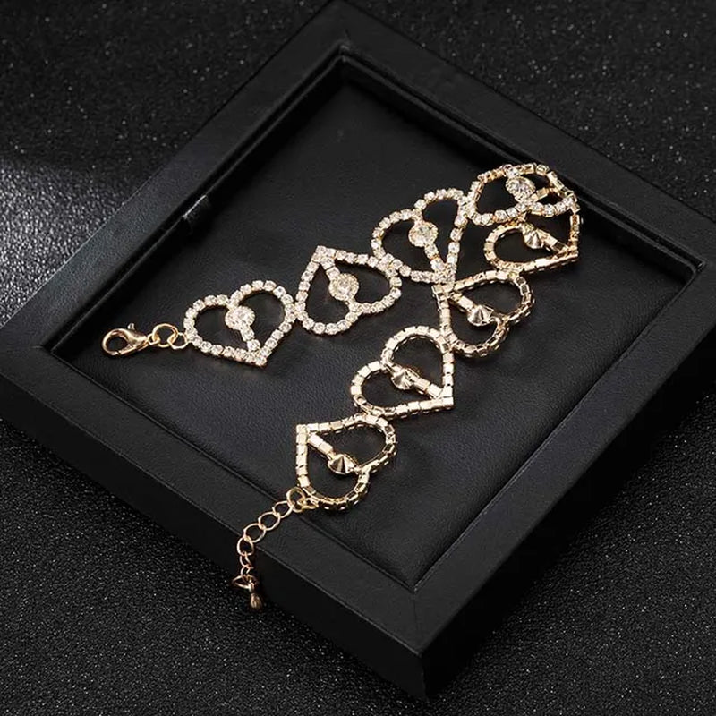 Bracelet Gold Color Iced Out Rhinestones Chain Bling Crystal Bracelet Women Drop Shipping B223