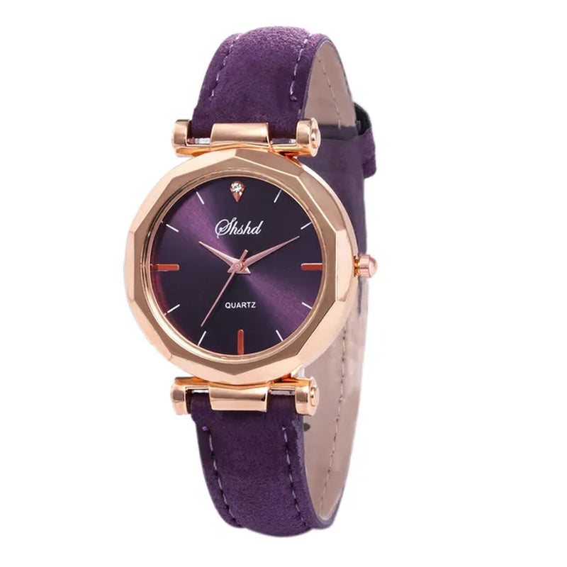 Fashion Women Leather Casual Watch Luxury Analog Quartz Crystal Wristwatch Luxury Women'S Casual Watches Watch for Women Relogio