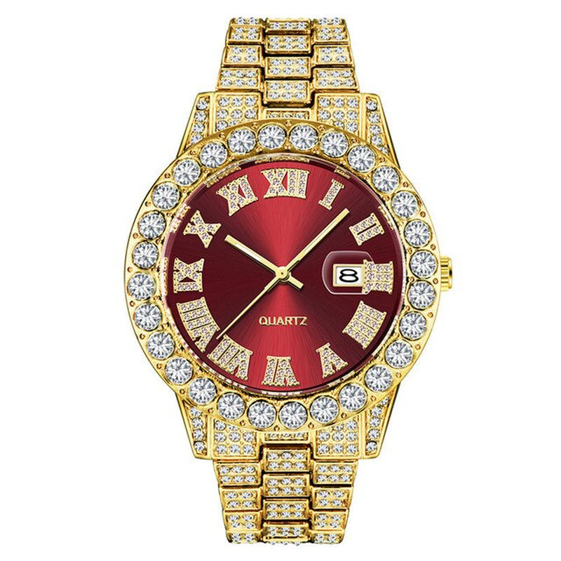 Hop Full Iced Out Mens Watches Modern Quartz Wrist Watches with Micropaved Cubic Zircon Watch for Women Men Jewelry