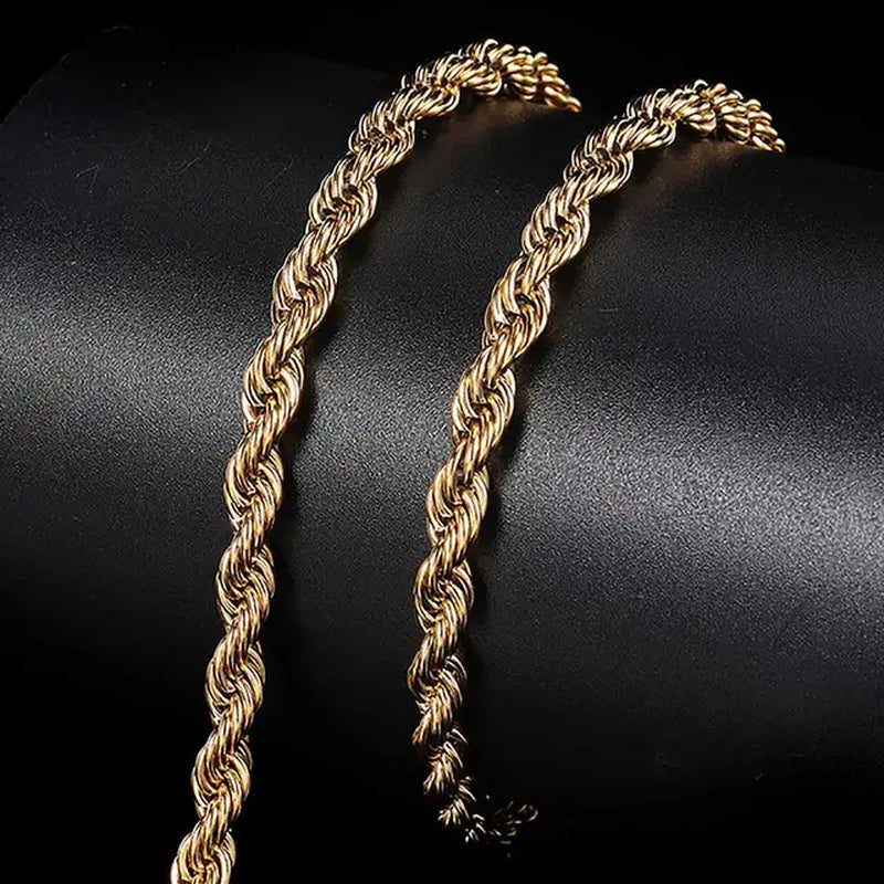 New Style 6Mm Iced Out Clasp Rope Chain Stainless Steel Twist Rope Chain Necklace Jewelry for Women Free Shipping